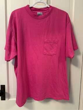 Trend Basics Women's Short-Sleeve Pocket Tee in Bright Pink Size XXL